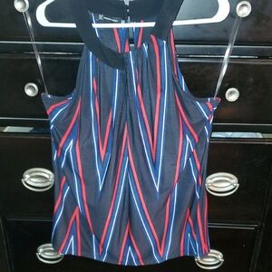 INC International Concepts Navy Striped Halter Camisole with Red & Blue Chevron
